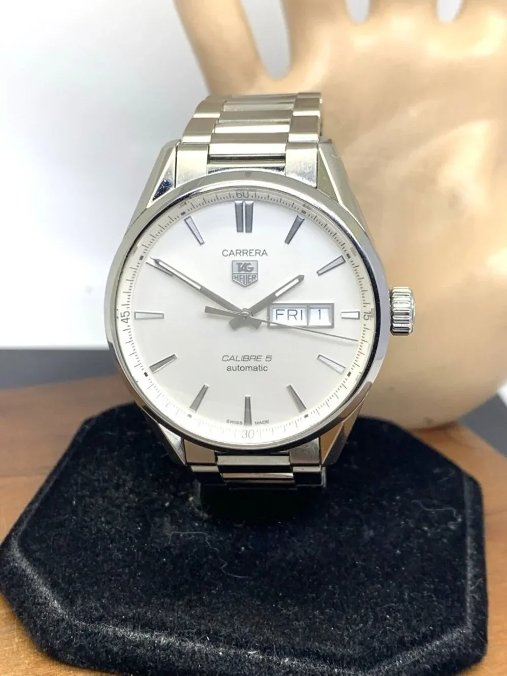 Tag Heuer Carrera Men's Watch WAR201B Swiss Automatic Silver Dial Day Date Steel